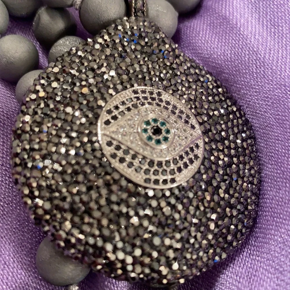 Evil Eye Crystal,Pearl, and StoneBeaded Necklace - Picture 4 of 11